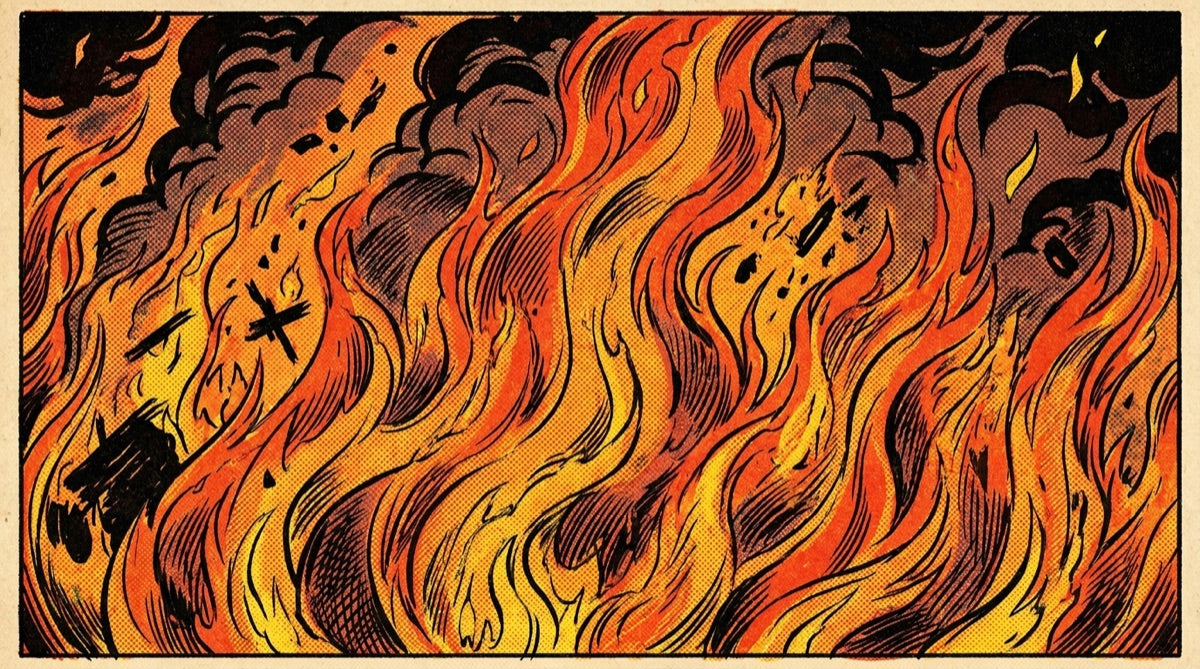 A huge raging fire